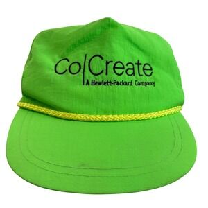 Vintage Hewlett Packard HP Co Create Snapback Hat Neon Green Tech Promo Cap KC